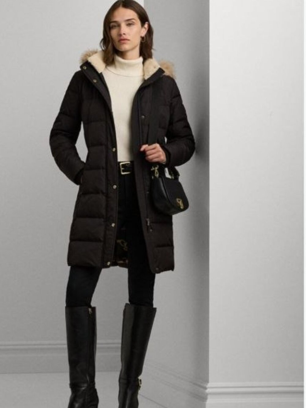 $ 365 Lauren Ralph Lauren Women's Faux-Fur Hooded Puffer Coat Black Size 3X